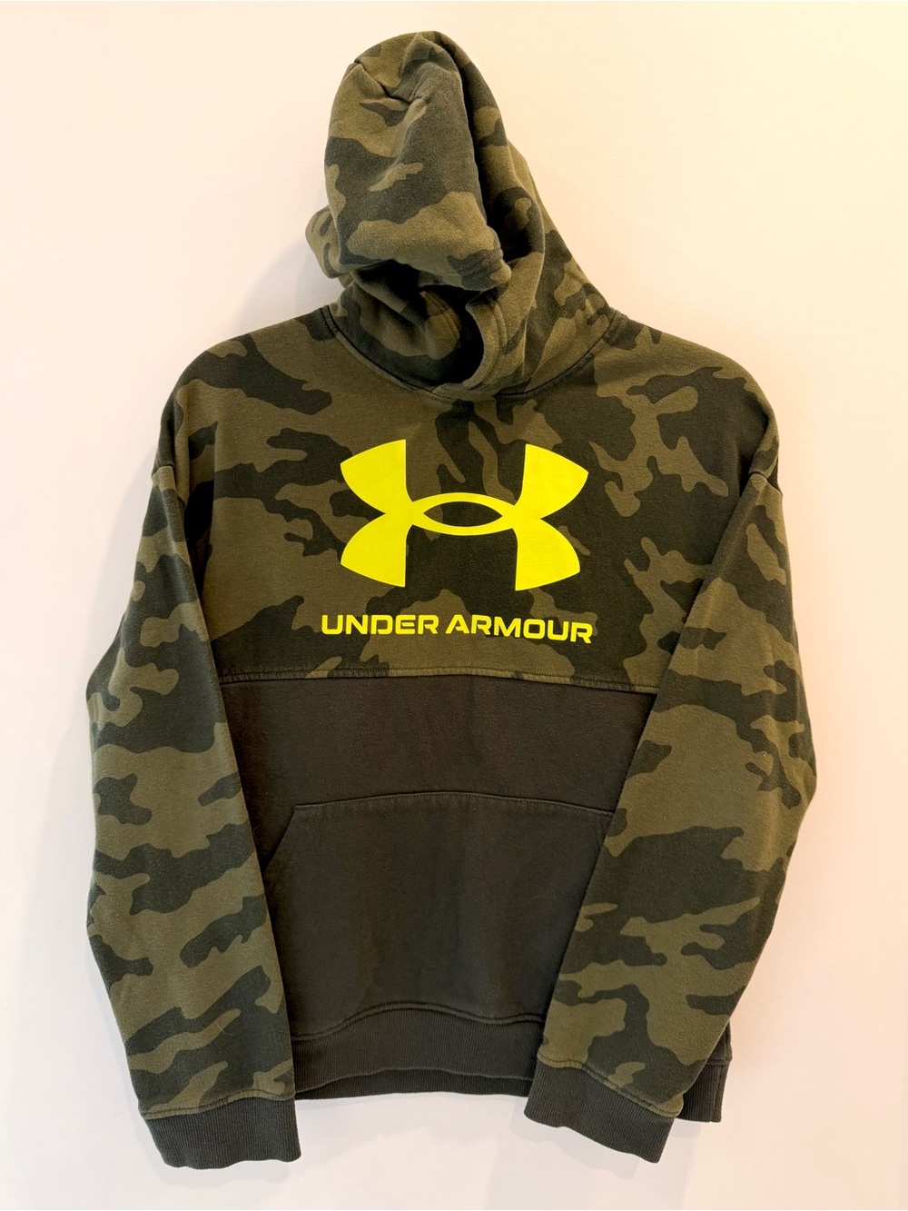 Under Armour Youth Camo Colorblock Big Logo Hoodie Fleece Sweatshirt